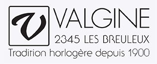 Logo de Valgine, tradition horlogère aux Breuelux depuis 1900